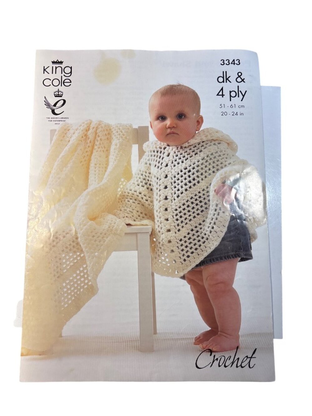 King Cole Baby Poncho Crochet Pattern 3343